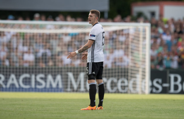 REUTLINGEN, GERMANY - JULY 17: Jannes-Kilian Horn of Germany reacts during the UEFA Under19 European Championship match between U19 Germany and U19 Austria at Stadion an der Kreuzeiche on July 17, 2016 in Reutlingen, Germany.